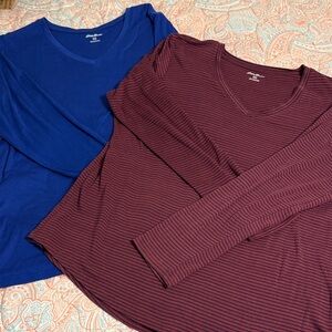 Set of 2 Eddie Bauer Long Sleeve V-neck shirts